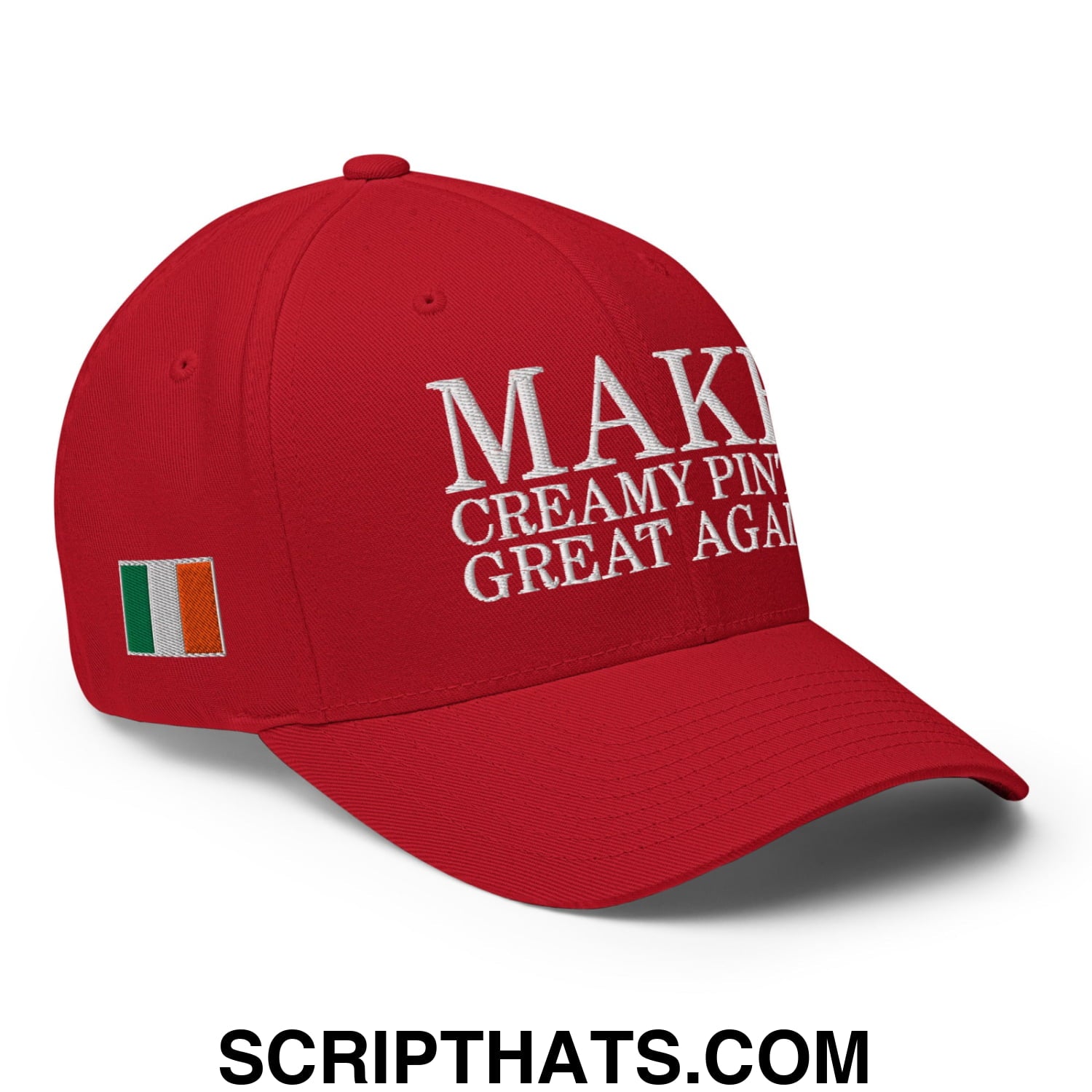 Make Creamy Pints Great Again Ireland Flag Embroidered Stretch Fit Baseball Hat Red