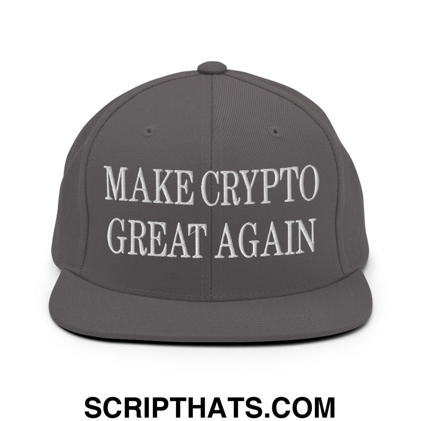 Make Crypto Great Again Embroidered Flat Bill Brim Snapback Hat Dark Grey