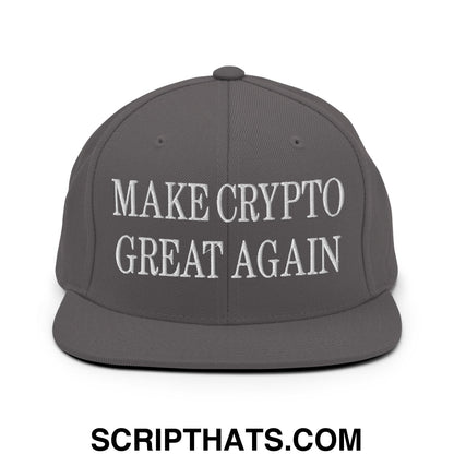 Make Crypto Great Again Embroidered Flat Bill Brim Snapback Hat Dark Grey