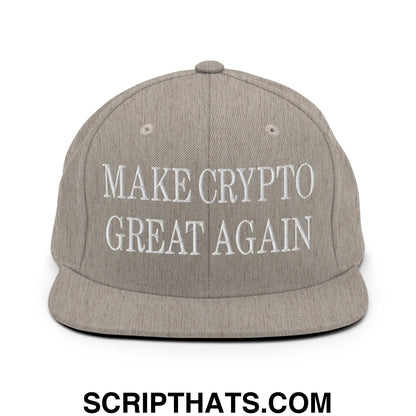 Make Crypto Great Again Embroidered Flat Bill Brim Snapback Hat Heather Grey