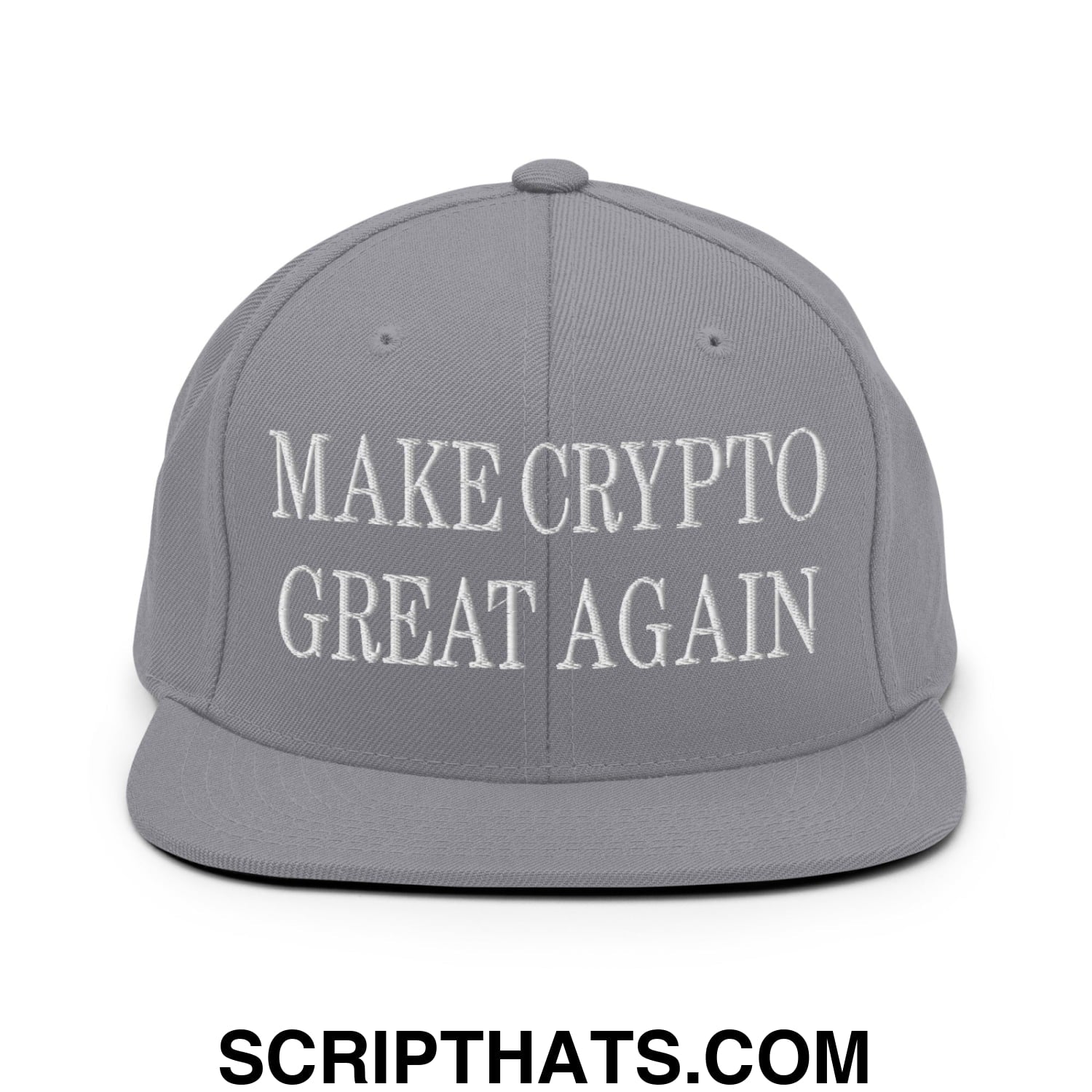 Make Crypto Great Again Embroidered Flat Bill Brim Snapback Hat Silver