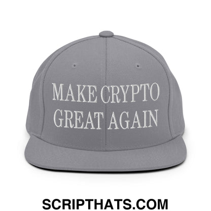 Make Crypto Great Again Embroidered Flat Bill Brim Snapback Hat Silver