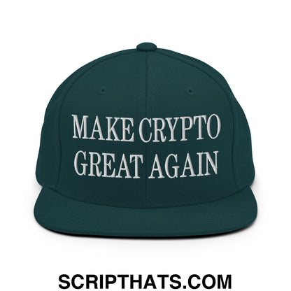 Make Crypto Great Again Embroidered Flat Bill Brim Snapback Hat Spruce