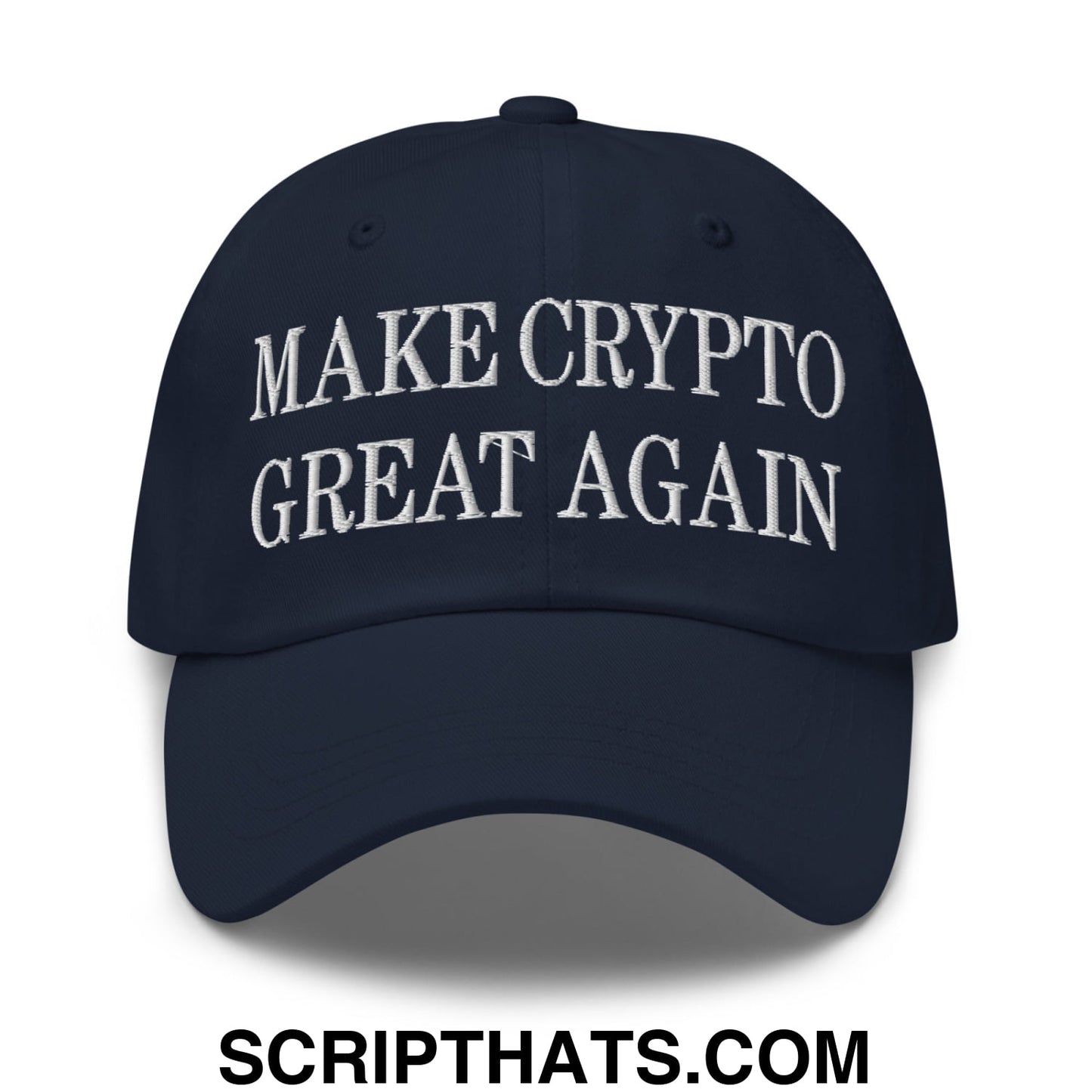 Make Crypto Great Again Embroidered Unstructured Dad Hat Navy