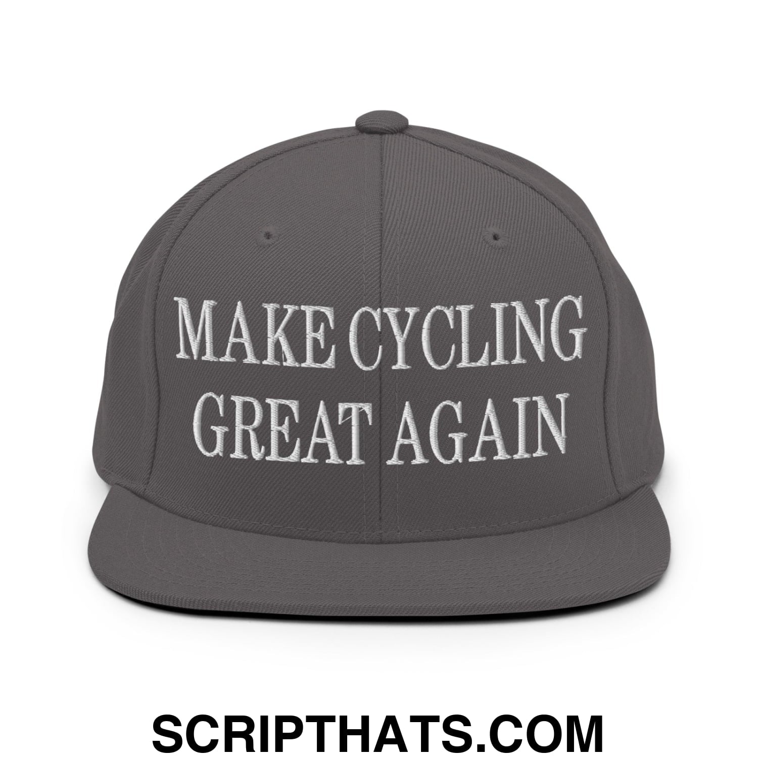 Make Cycling Great Again Embroidered Flat Bill Brim Snapback Hat Dark Grey