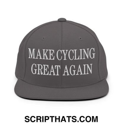 Make Cycling Great Again Embroidered Flat Bill Brim Snapback Hat Dark Grey