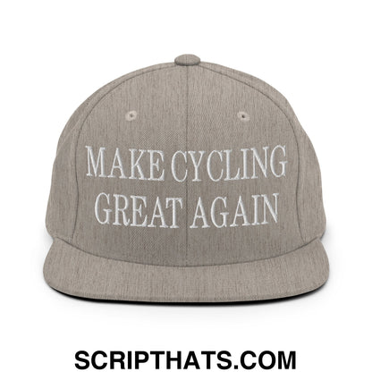 Make Cycling Great Again Embroidered Flat Bill Brim Snapback Hat Heather Grey