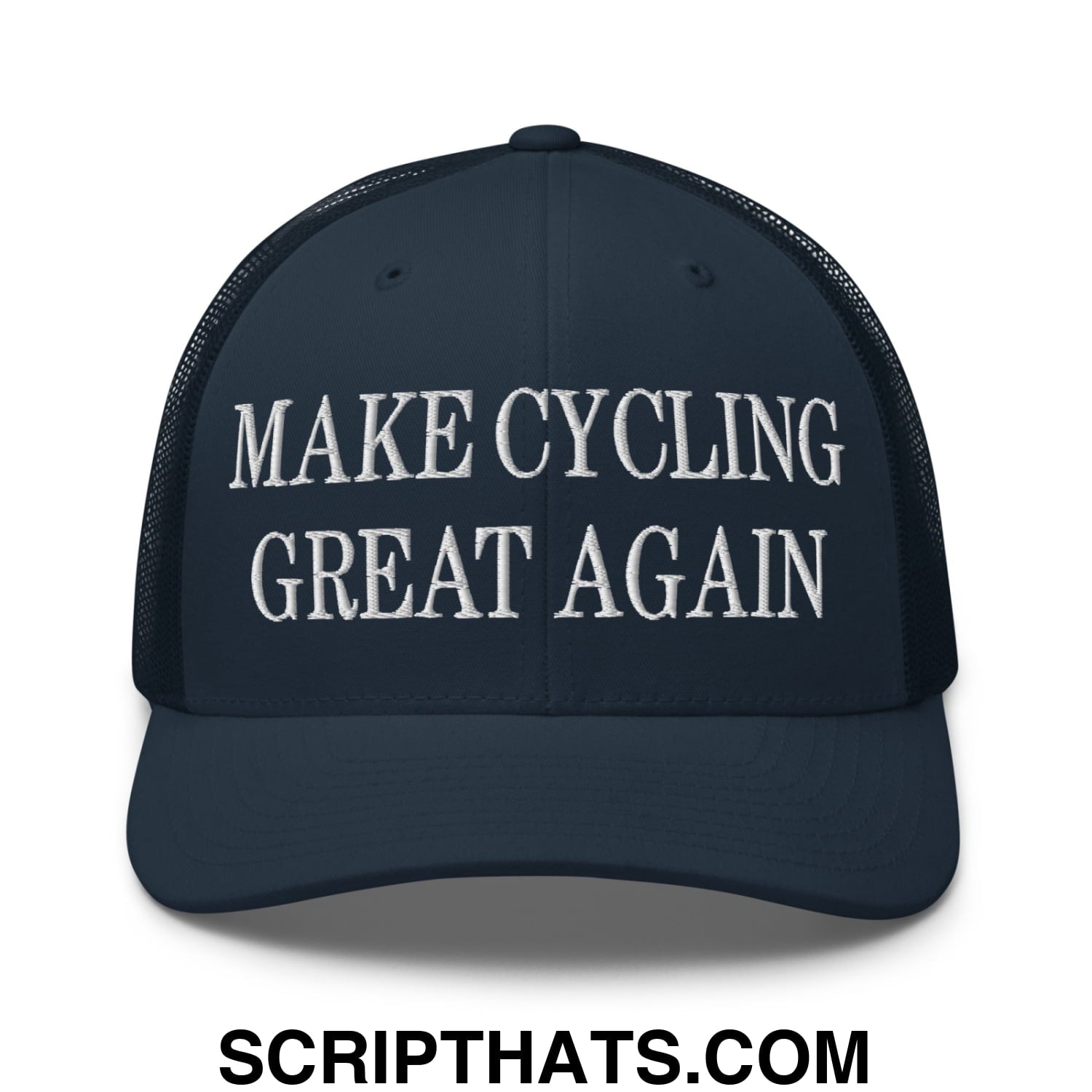 Make Cycling Great Again Embroidered Mesh Trucker Hat Navy