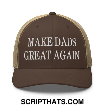 Make Dads Great Again Embroidered Mesh Trucker Hat Brown Khaki