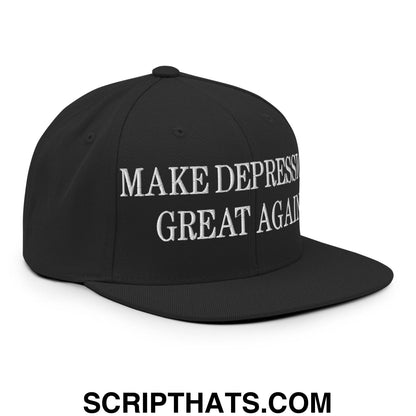 Make Depression Great Again Embroidered Flat Bill Brim Snapback Hat Black
