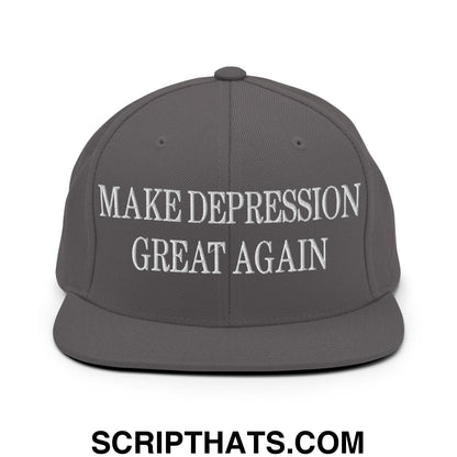 Make Depression Great Again Embroidered Flat Bill Brim Snapback Hat Dark Grey