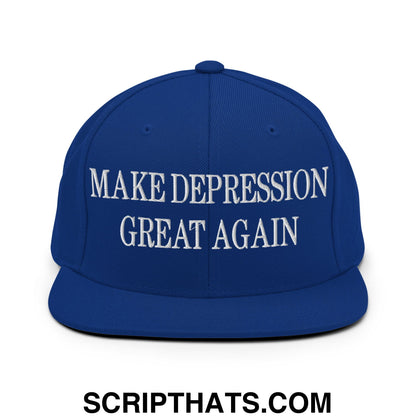 Make Depression Great Again Embroidered Flat Bill Brim Snapback Hat Royal Blue