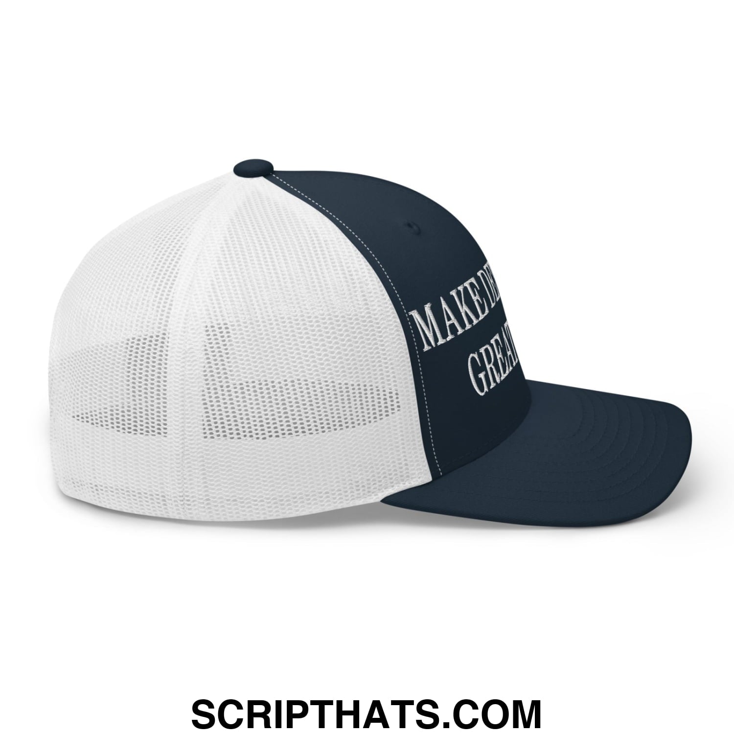 Make Depression Great Again Embroidered Mesh Trucker Hat Navy White