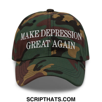Make Depression Great Again Embroidered Unstructured Dad Hat Green Camo