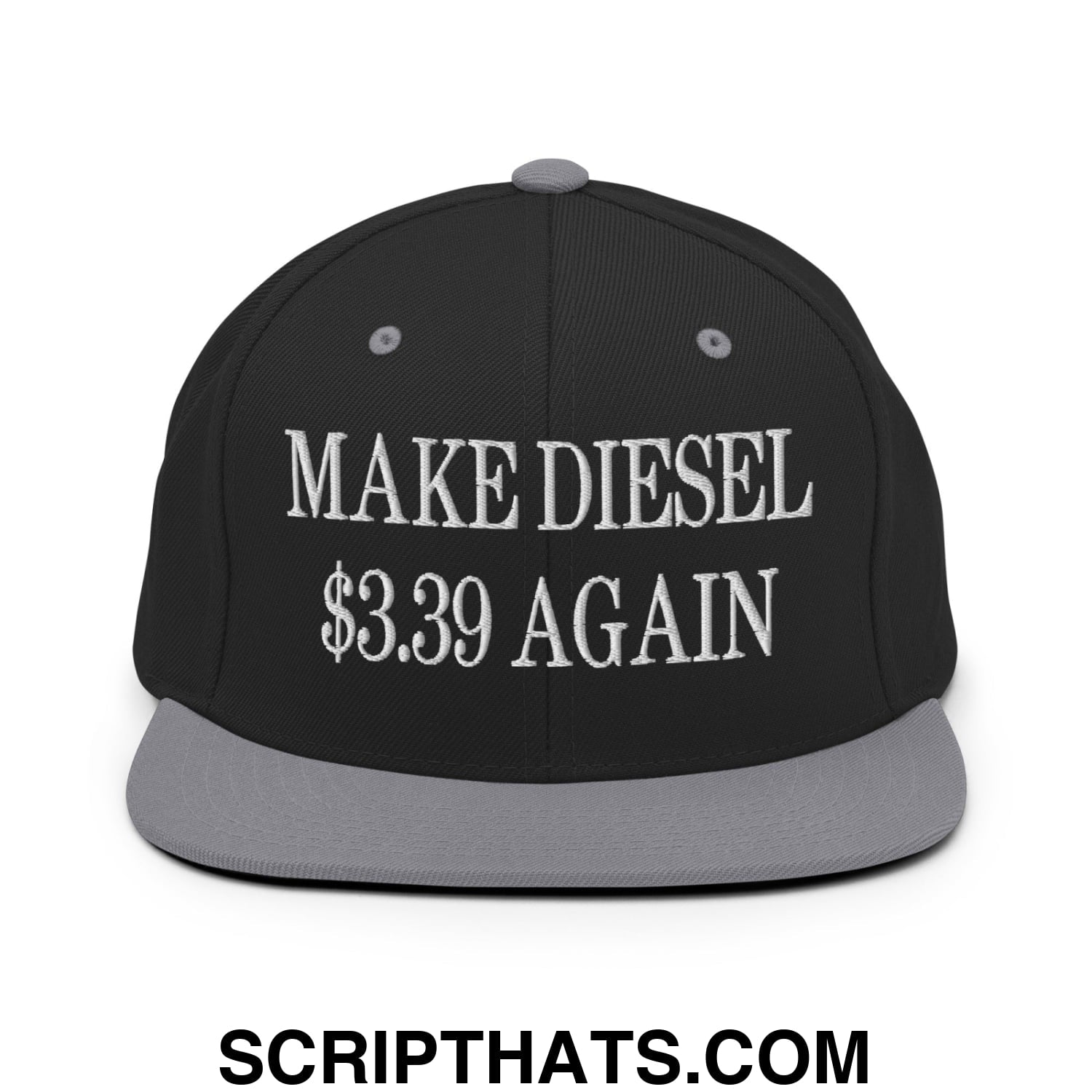 Make Diesel $3.39 Again Embroidered Flat Bill Brim Snapback Hat Black Silver
