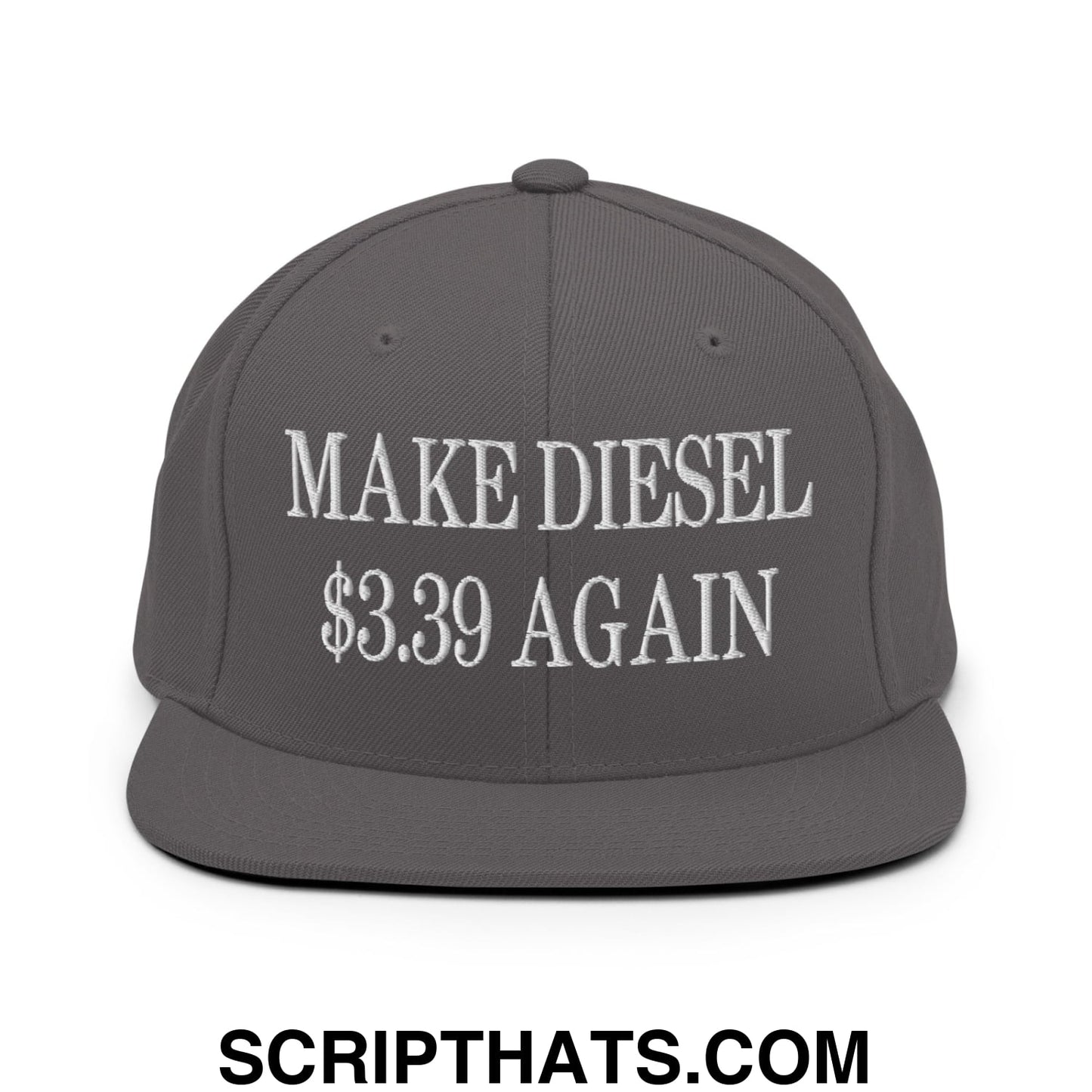 Make Diesel $3.39 Again Embroidered Flat Bill Brim Snapback Hat Dark Grey