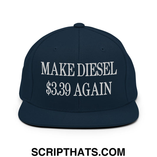 Make Diesel $3.39 Again Embroidered Flat Bill Brim Snapback Hat Dark Navy