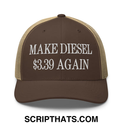 Make Diesel $3.39 Again Embroidered Mesh Trucker Hat Brown Khaki