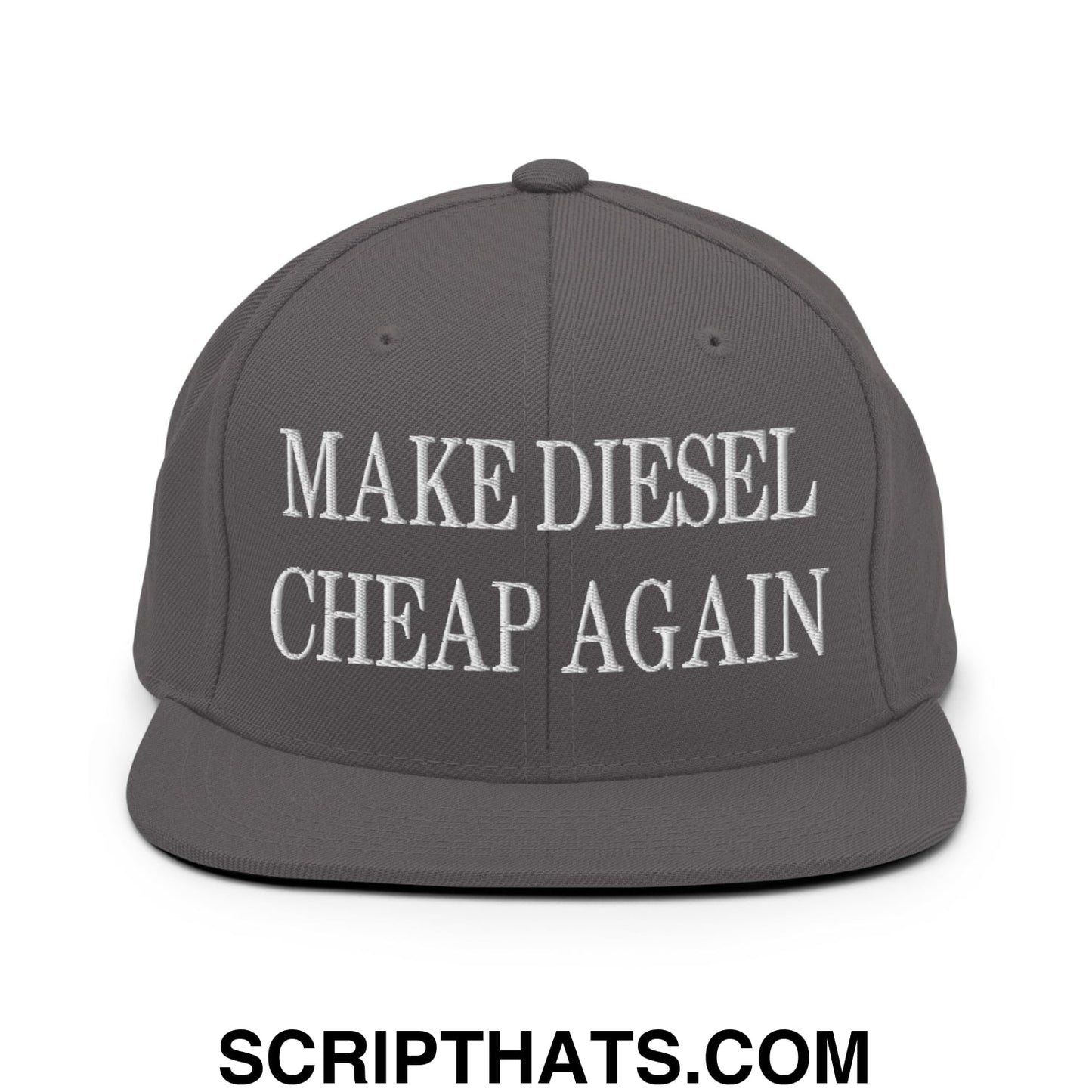 Make Diesel Cheap Again Embroidered Flat Bill Brim Snapback Hat Dark Grey