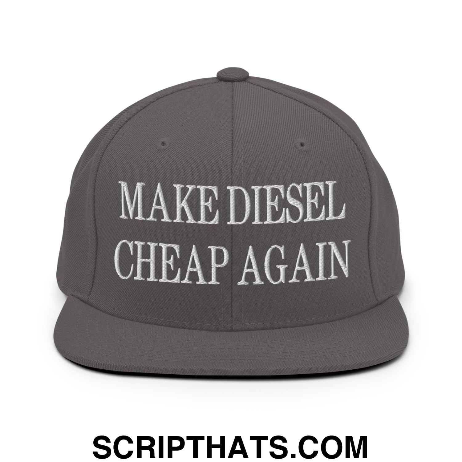 Make Diesel Cheap Again Embroidered Flat Bill Brim Snapback Hat Dark Grey