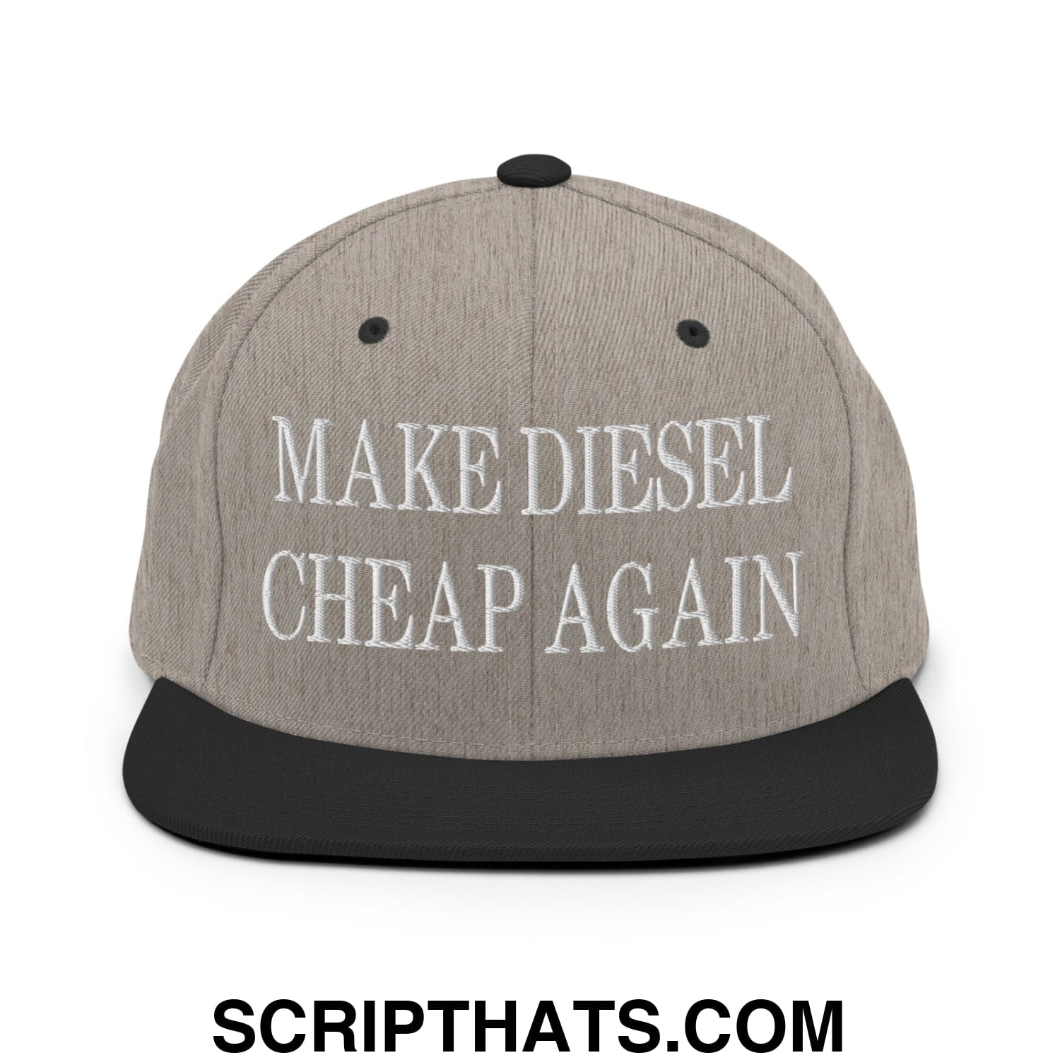 Make Diesel Cheap Again Embroidered Flat Bill Brim Snapback Hat Heather Black