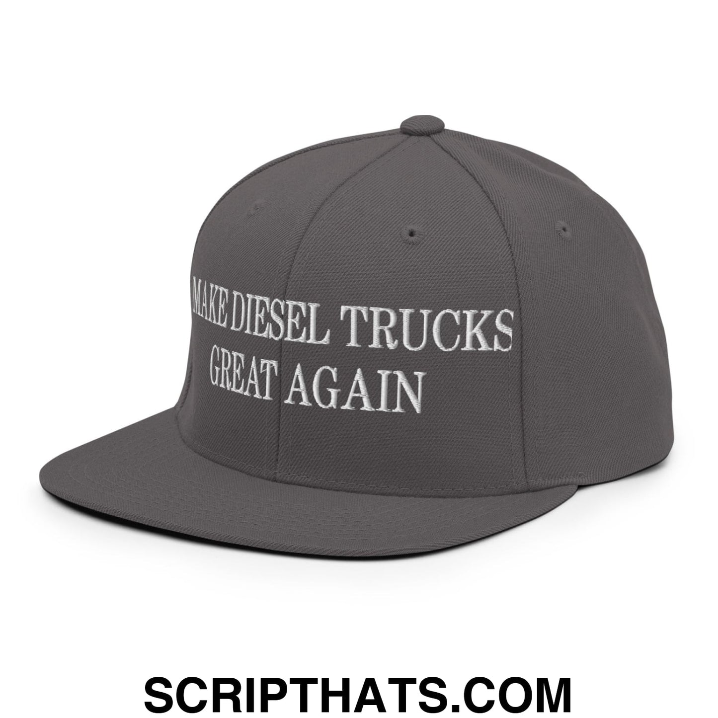 Make Diesel Trucks Great Again Embroidered Flat Bill Brim Snapback Hat Dark Grey