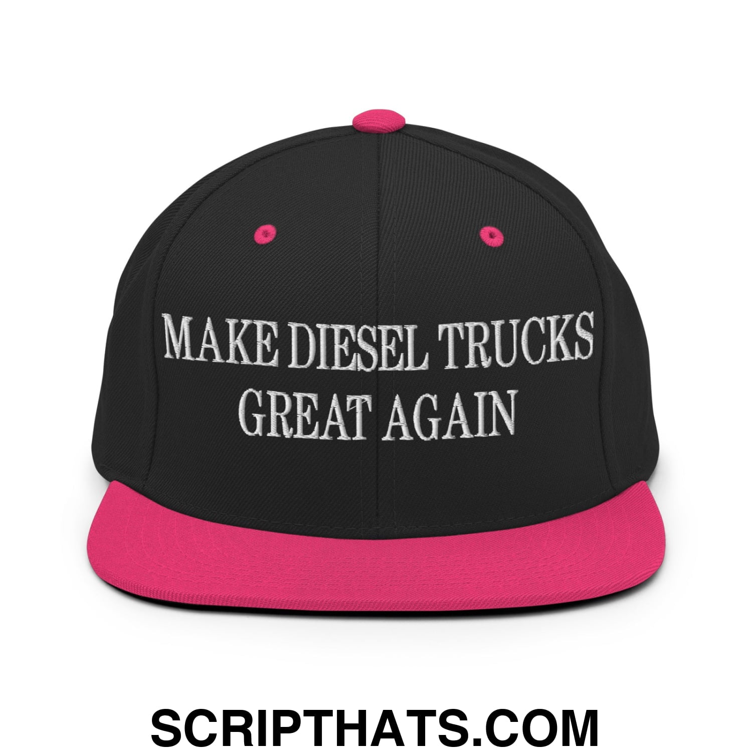 Make Diesel Trucks Great Again Embroidered Flat Bill Brim Snapback Hat Black Neon Pink