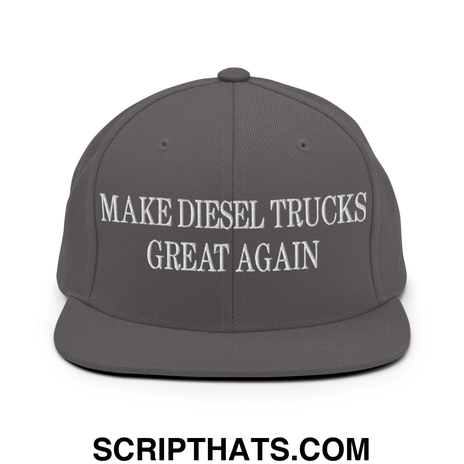 Make Diesel Trucks Great Again Embroidered Flat Bill Brim Snapback Hat Dark Grey