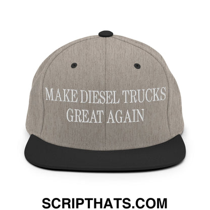 Make Diesel Trucks Great Again Embroidered Flat Bill Brim Snapback Hat Heather Black