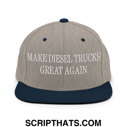 Make Diesel Trucks Great Again Embroidered Flat Bill Brim Snapback Hat Heather Grey Navy