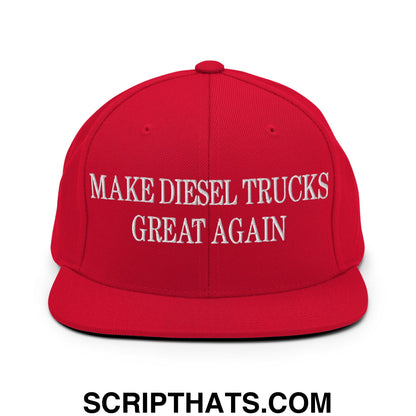 Make Diesel Trucks Great Again Embroidered Flat Bill Brim Snapback Hat Red