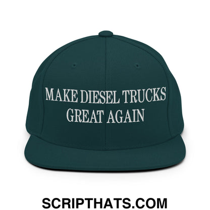 Make Diesel Trucks Great Again Embroidered Flat Bill Brim Snapback Hat Spruce