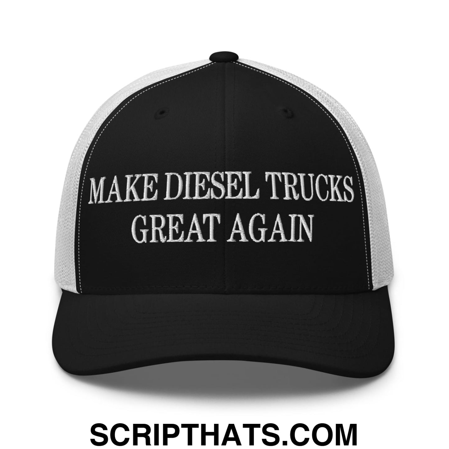 Make Diesel Trucks Great Again Embroidered Mesh Trucker Hat Black White