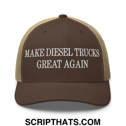 Make Diesel Trucks Great Again Embroidered Mesh Trucker Hat Brown Khaki