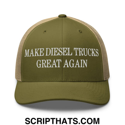 Make Diesel Trucks Great Again Embroidered Mesh Trucker Hat Moss Khaki