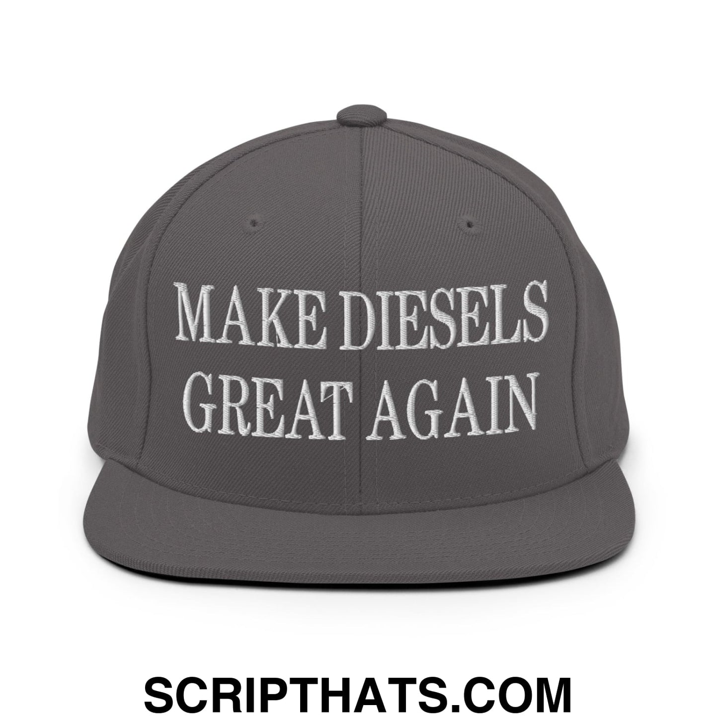 Make Diesels Great Again Embroidered Flat Bill Brim Snapback Hat Dark Grey