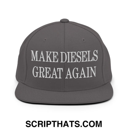 Make Diesels Great Again Embroidered Flat Bill Brim Snapback Hat Dark Grey