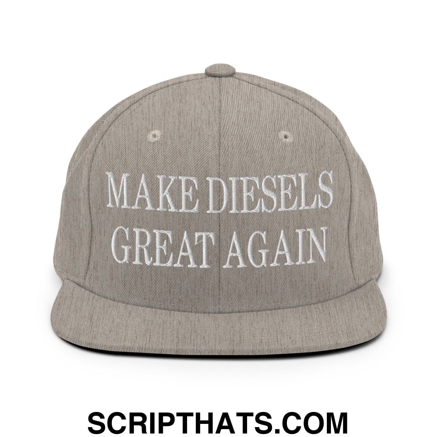 Make Diesels Great Again Embroidered Flat Bill Brim Snapback Hat Heather Grey