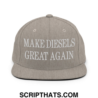 Make Diesels Great Again Embroidered Flat Bill Brim Snapback Hat Heather Grey