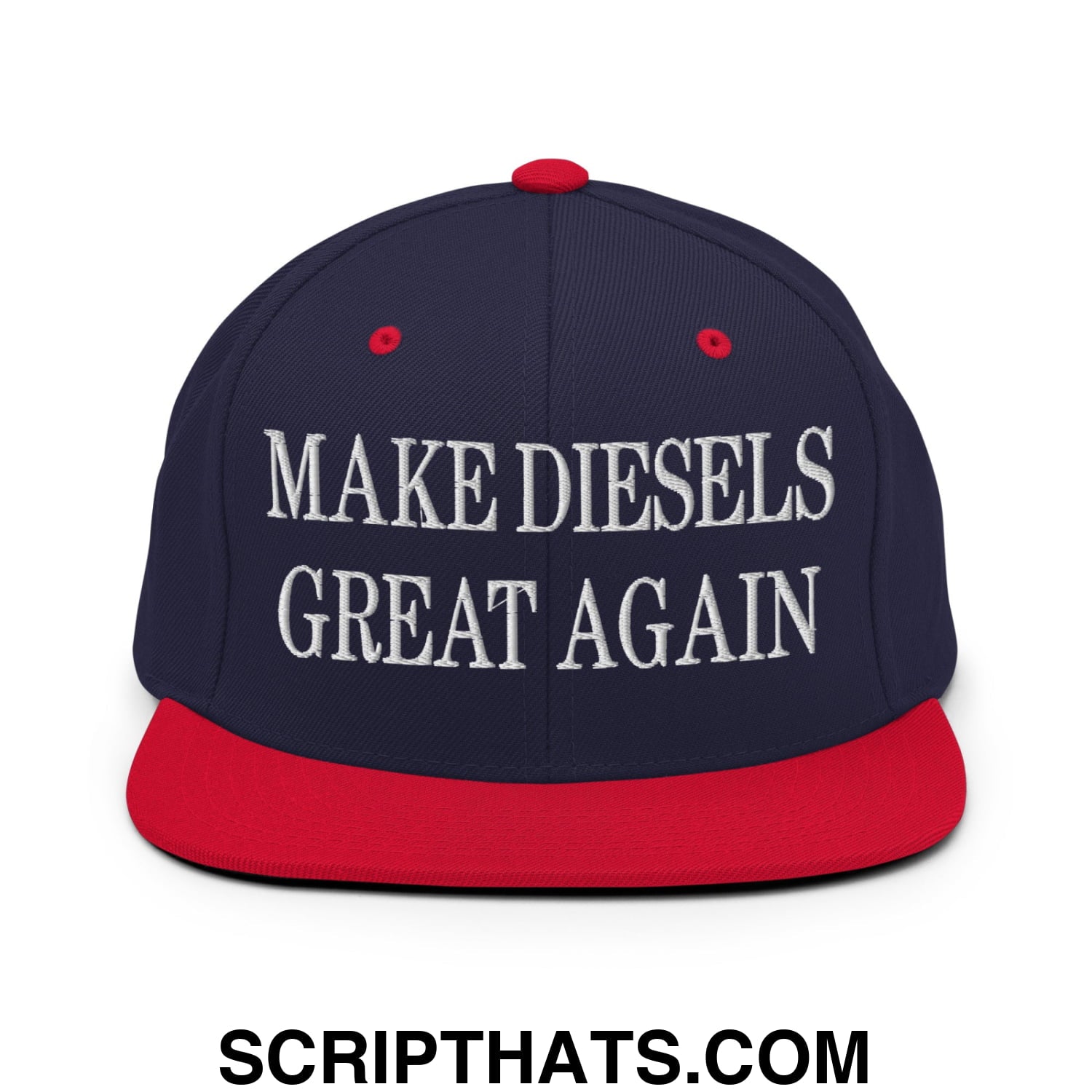 Make Diesels Great Again Embroidered Flat Bill Brim Snapback Hat Navy Red