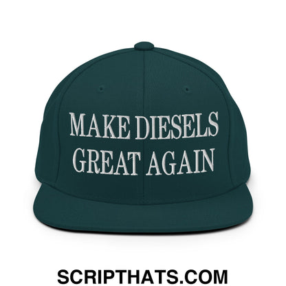 Make Diesels Great Again Embroidered Flat Bill Brim Snapback Hat Spruce
