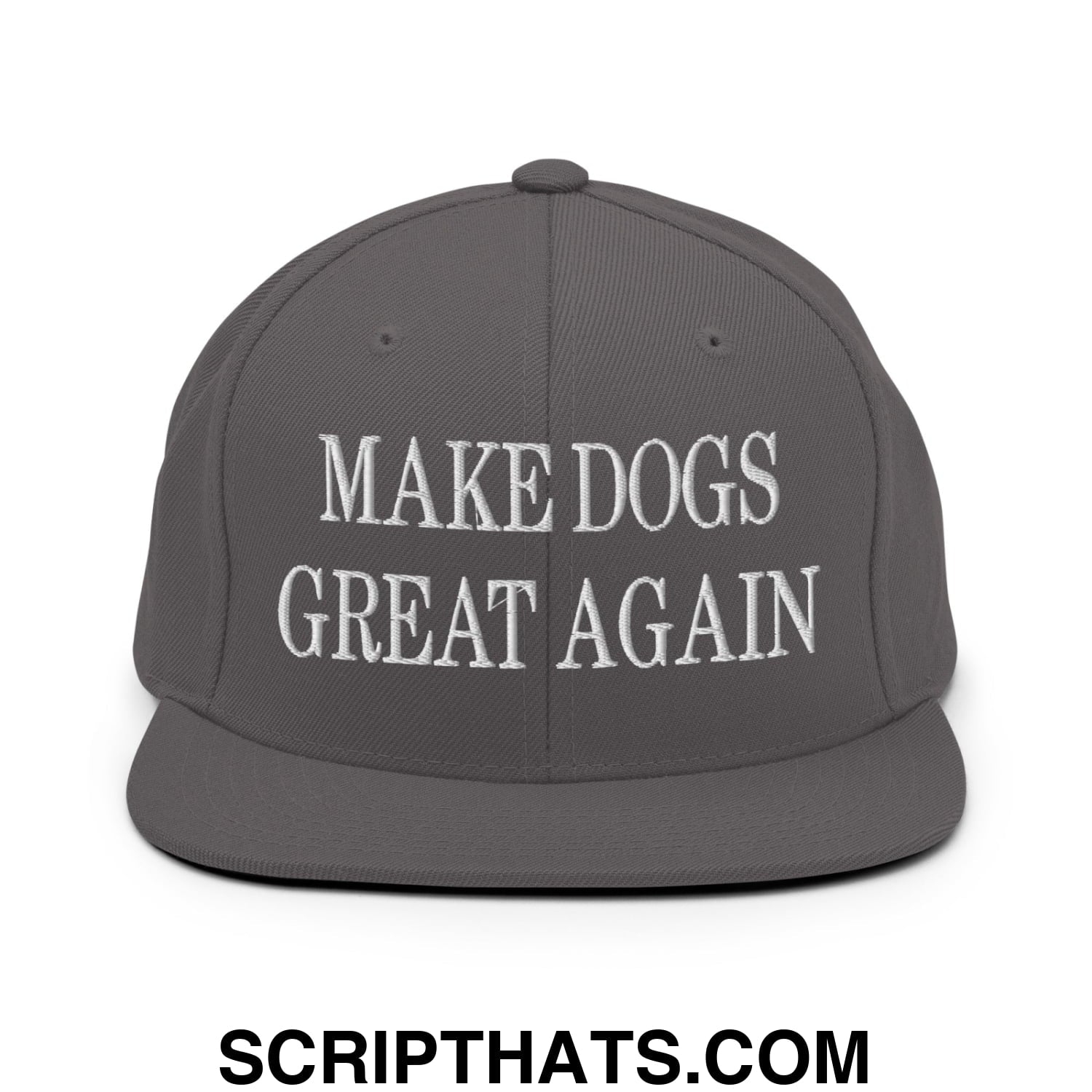 Make Dogs Great Again Embroidered Flat Bill Brim Snapback Hat Dark Grey