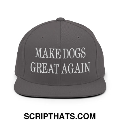 Make Dogs Great Again Embroidered Flat Bill Brim Snapback Hat Dark Grey