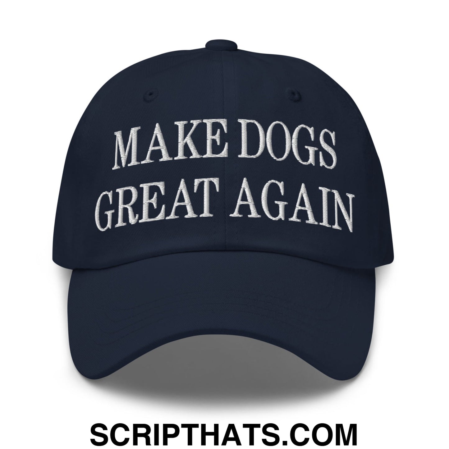 Make Dogs Great Again Embroidered Unstructured Dad Hat Navy