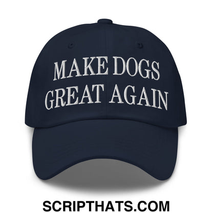 Make Dogs Great Again Embroidered Unstructured Dad Hat Navy