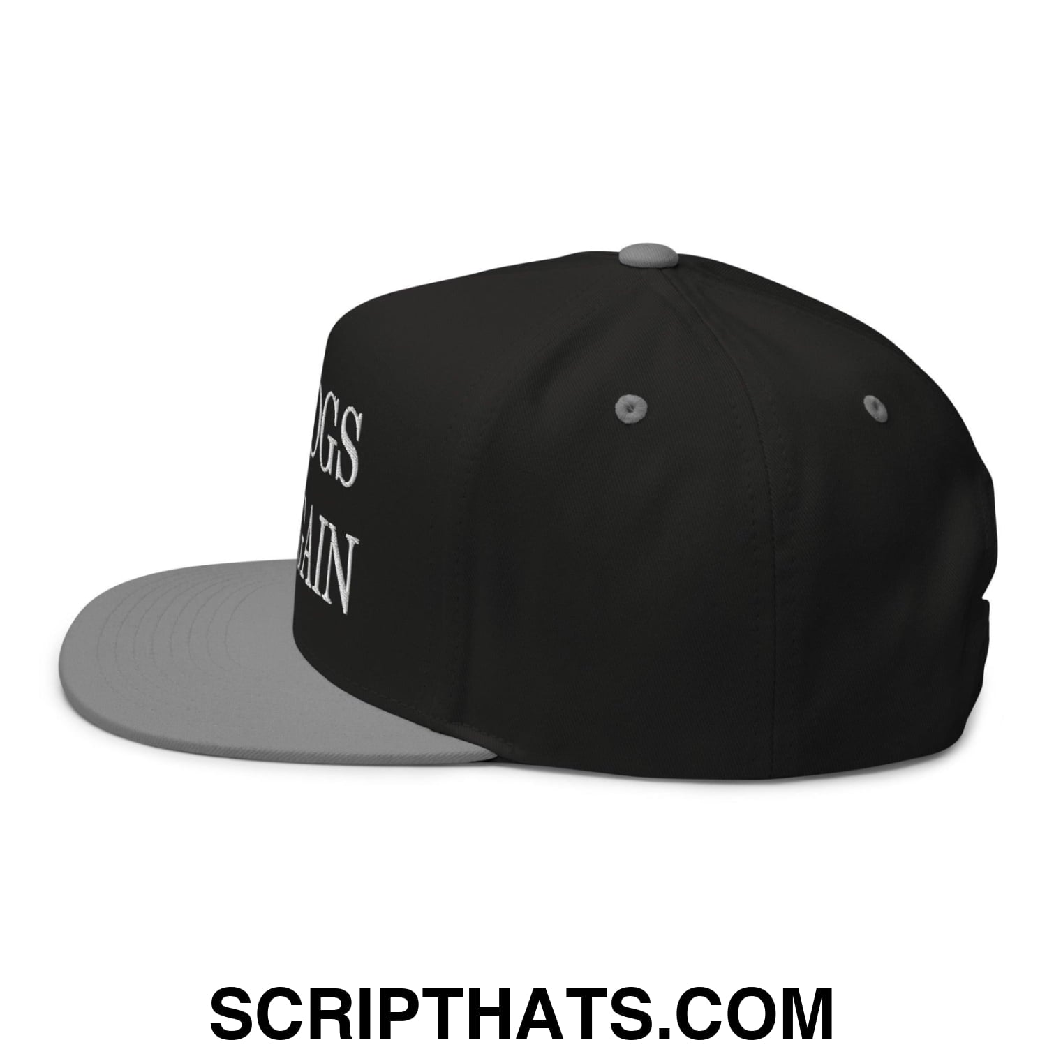 Make Dogs Safe Again Embroidered 5 Panel Flat Bill Brim Snapback Hat Black Grey