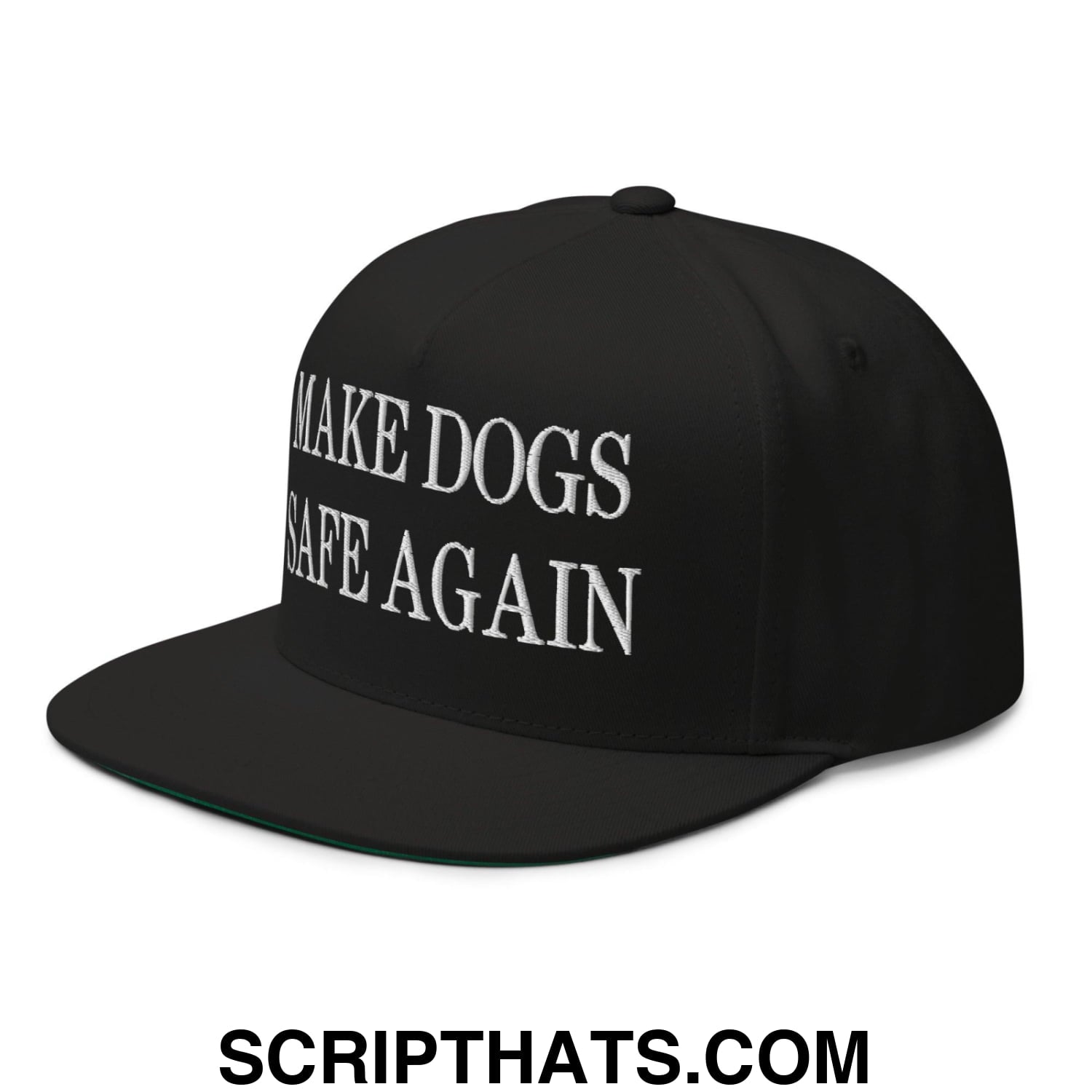 Make Dogs Safe Again Embroidered 5 Panel Flat Bill Brim Snapback Hat Black