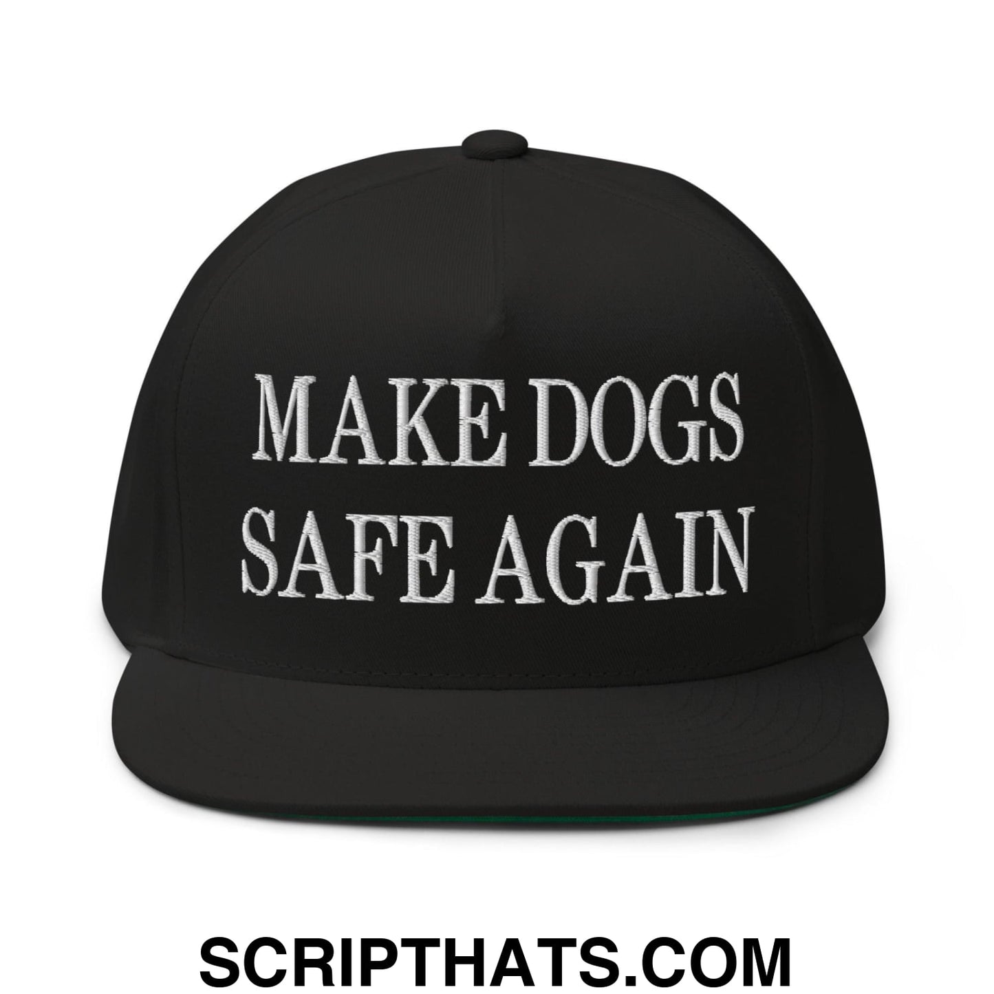 Make Dogs Safe Again Embroidered 5 Panel Flat Bill Brim Snapback Hat Black