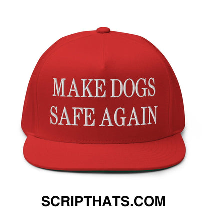 Make Dogs Safe Again Embroidered 5 Panel Flat Bill Brim Snapback Hat Red