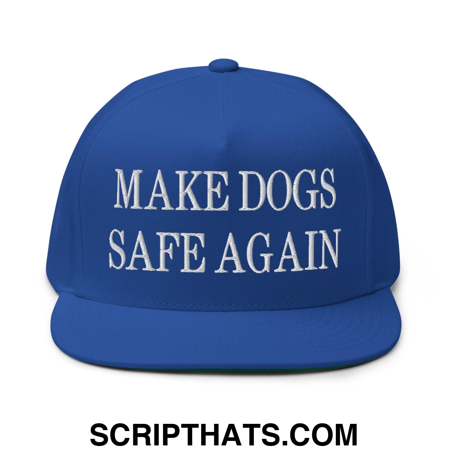 Make Dogs Safe Again Embroidered 5 Panel Flat Bill Brim Snapback Hat Royal Blue